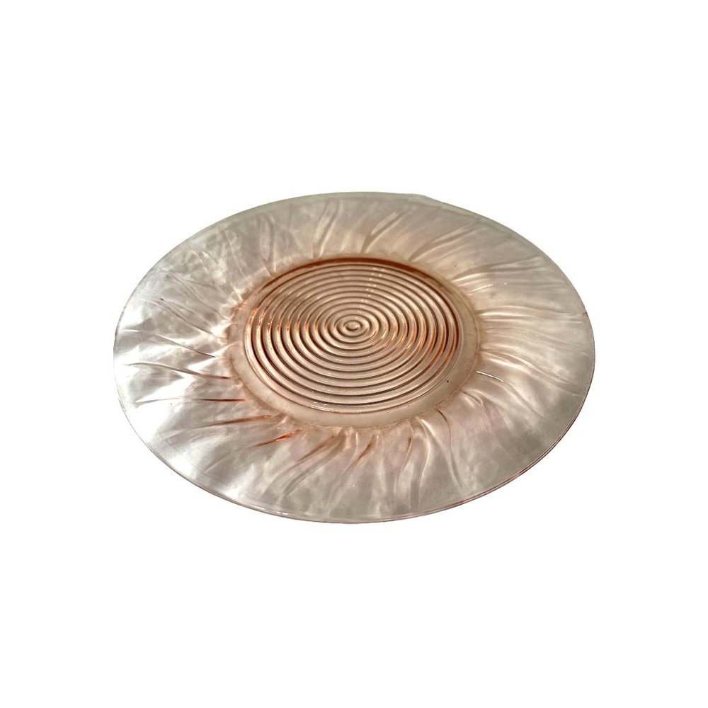 Vintage 1937-38 Jeannette pink depression glass Swirl pattern 9.25” dinner plate